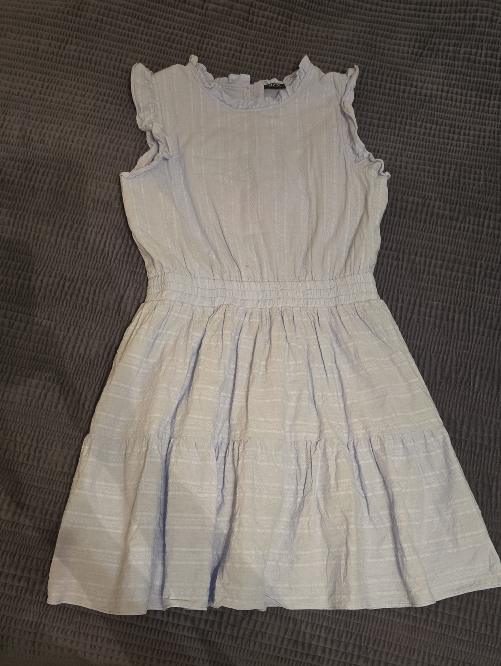 Little Olin Brand -Girls' Light Blue Tiered Casual Dress with Ruffle Sleeves